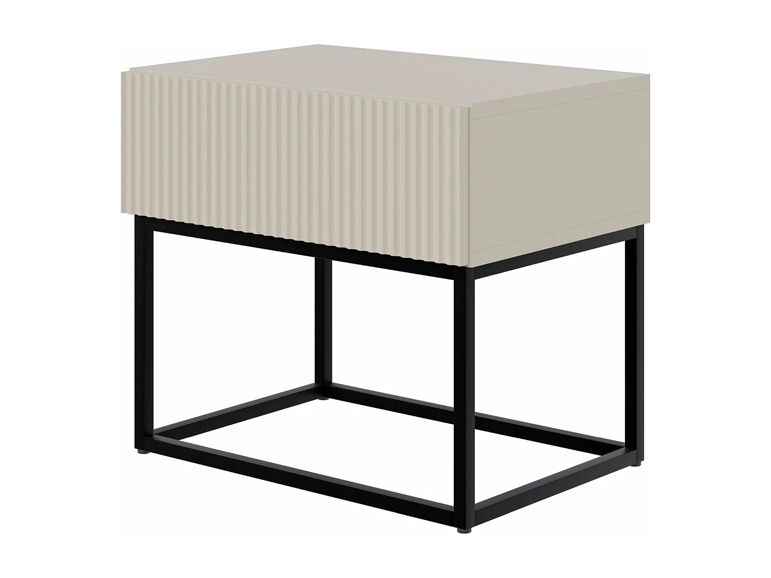 Table de chevet - 50 cm grège avec pieds noirs - VELDIO