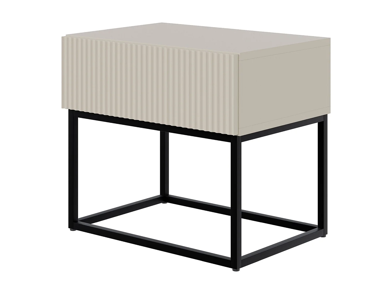 Mesita de noche - 50 cm - con patas negras - beige grisáceo - VELDIO