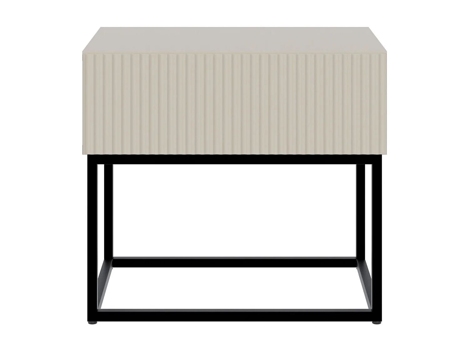 Mesita de noche - 50 cm - con patas negras - beige grisáceo - VELDIO