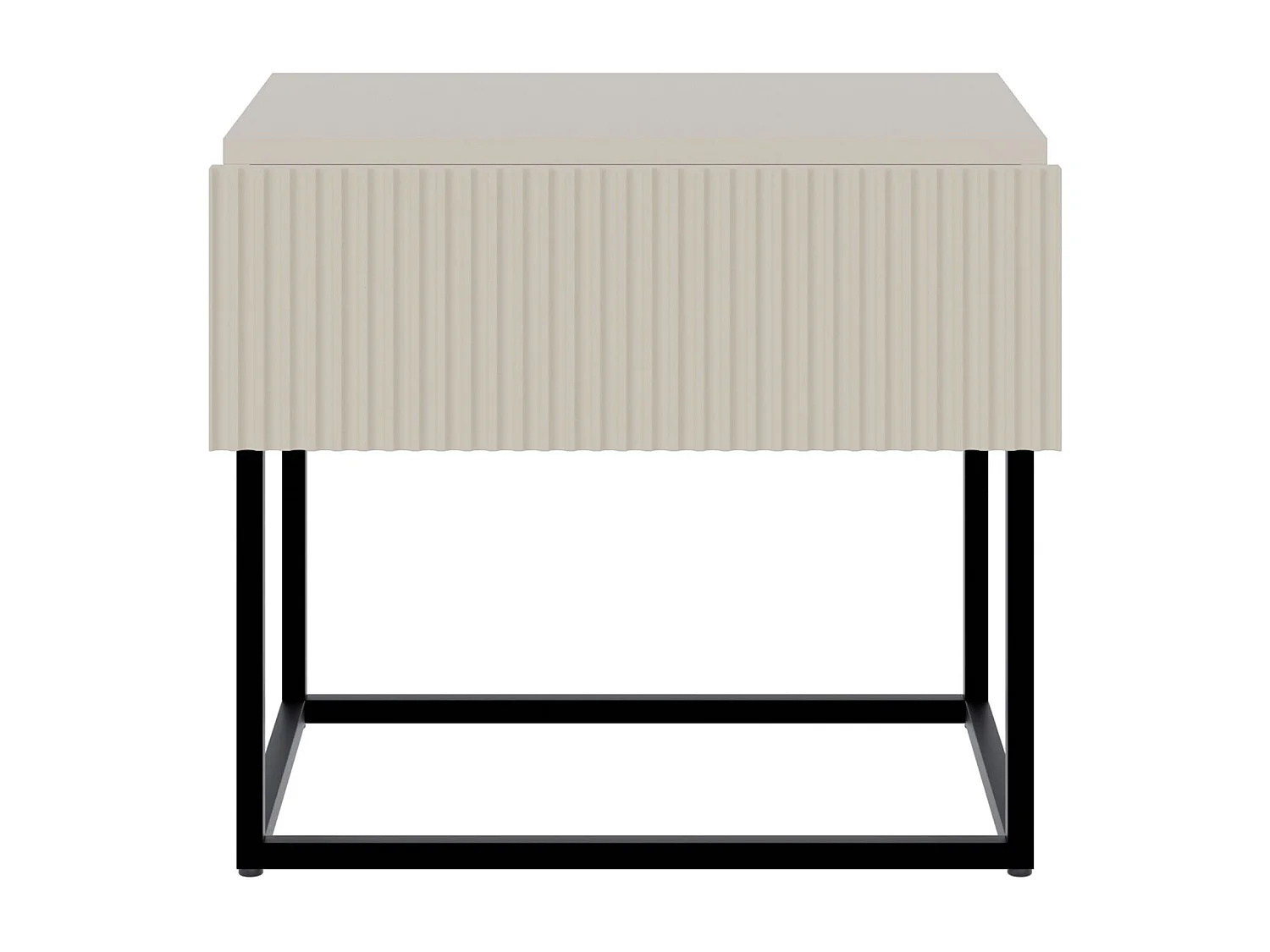 Mesita de noche - 50 cm - con patas negras - beige grisáceo - VELDIO