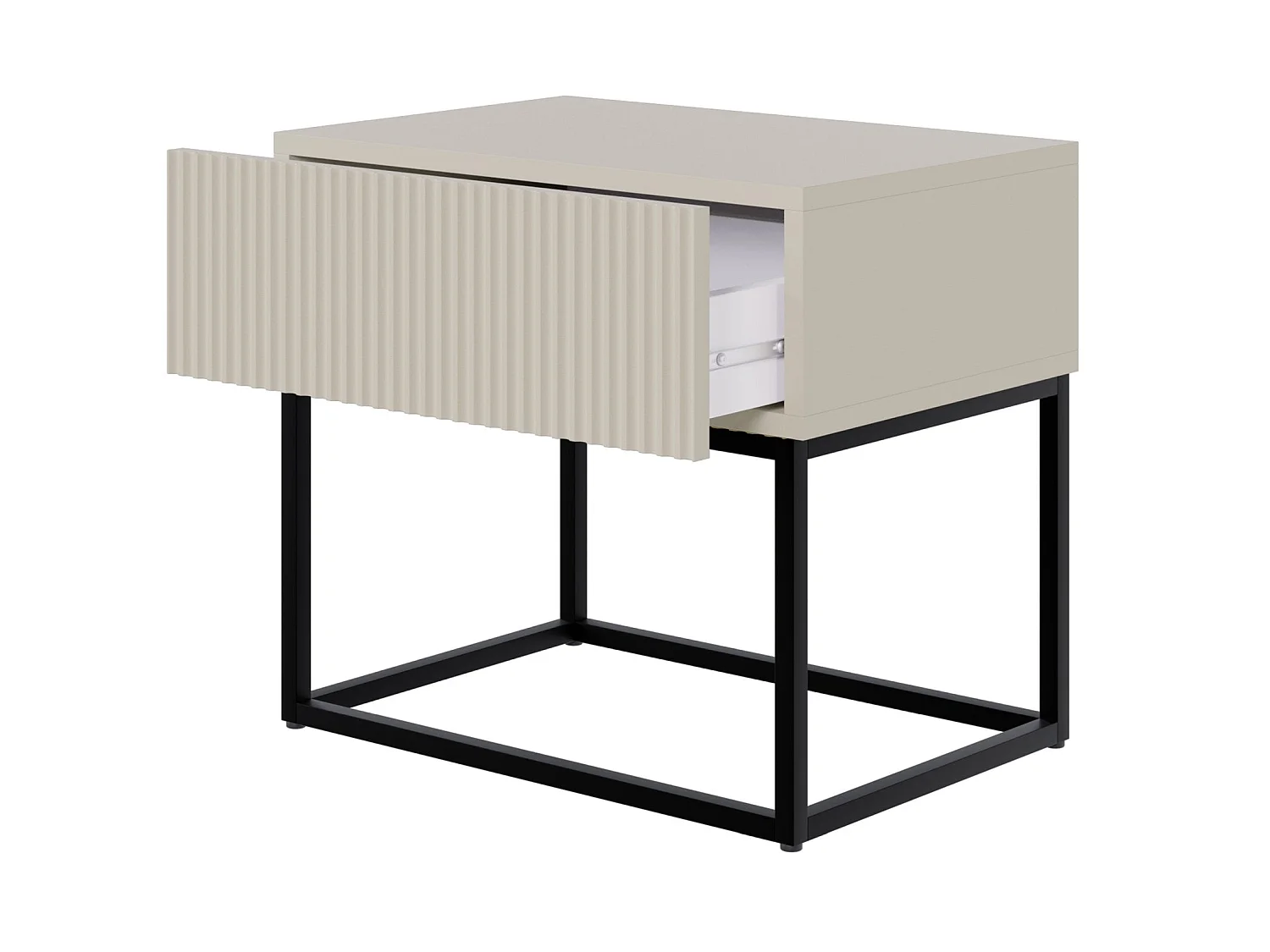 Table de chevet - 50 cm grège avec pieds noirs - VELDIO