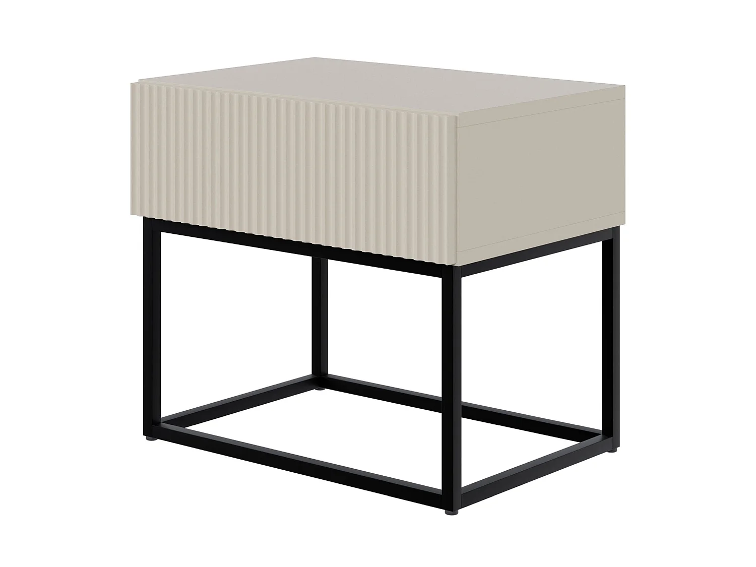 Table de chevet - 50 cm grège avec pieds noirs - VELDIO