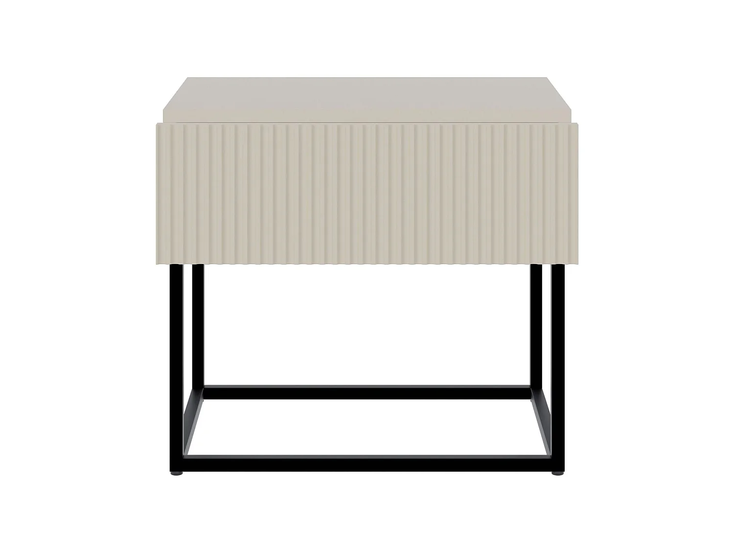 Table de chevet - 50 cm grège avec pieds noirs - VELDIO