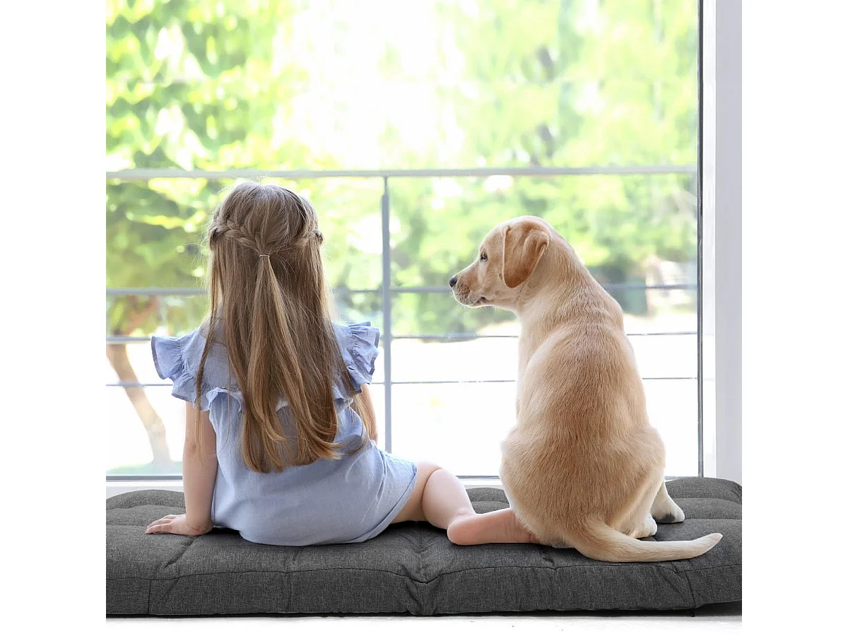 Bodenstuhl mit 14-fach Verstellbarer Lehne Bodensessel aus Schaumstoff 106,5 x 55,5 x 10 cm Dunkelgrau