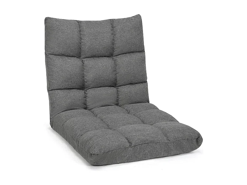 Bodenstuhl mit 14-fach Verstellbarer Lehne Bodensessel aus Schaumstoff 106,5 x 55,5 x 10 cm Dunkelgrau