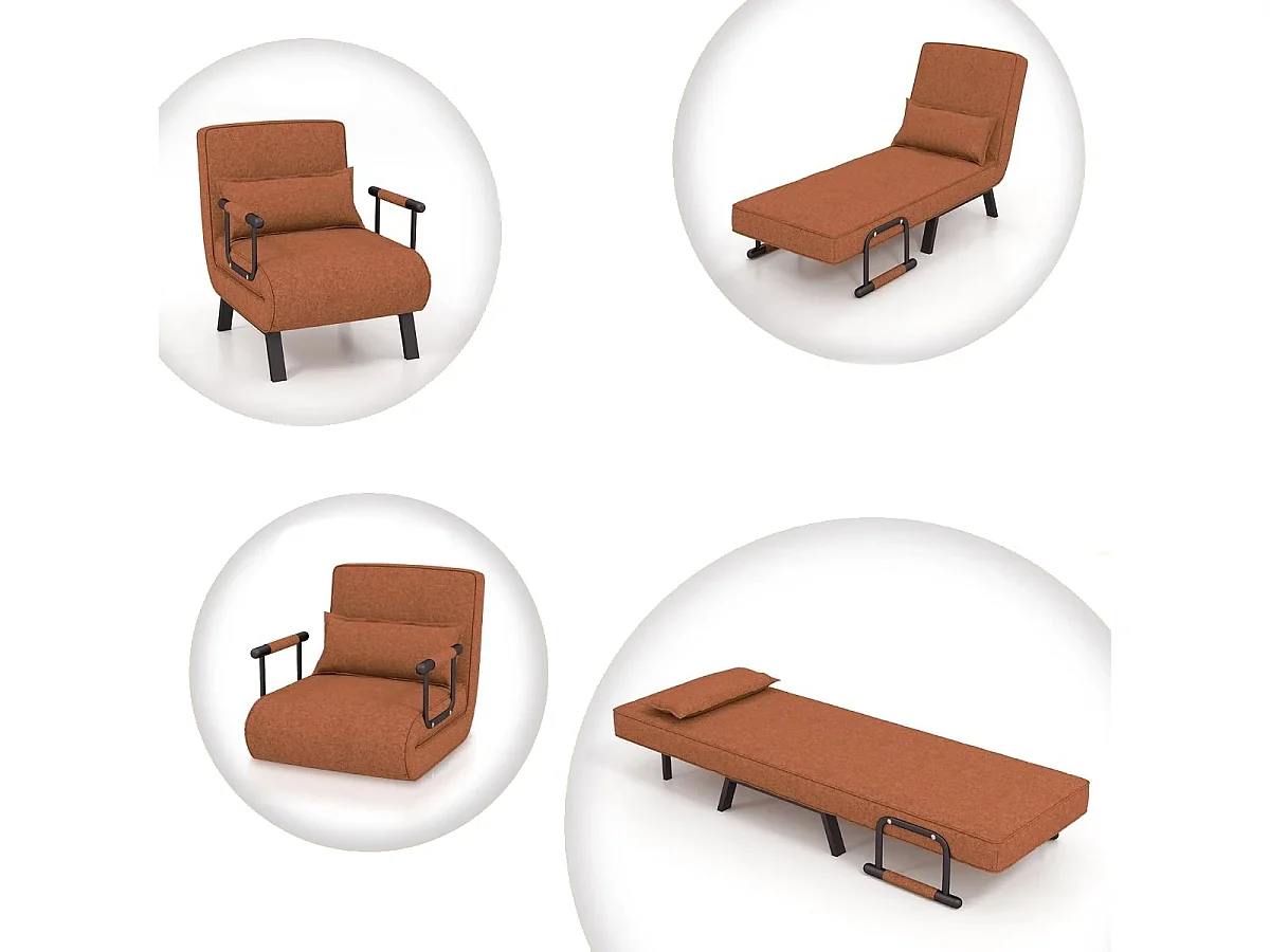 Divano letto trasformabile con schienale regolabile in 6 posizioni cuscino rimovibile, Divano chaise lounge Caffè