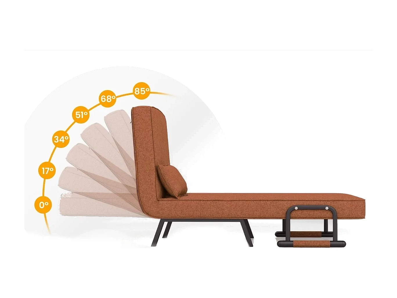 Cabrio-Schlafsofa Klappsessel Schlafcouch Sofabett 5-Positionen-Liegestuhl Kaffee