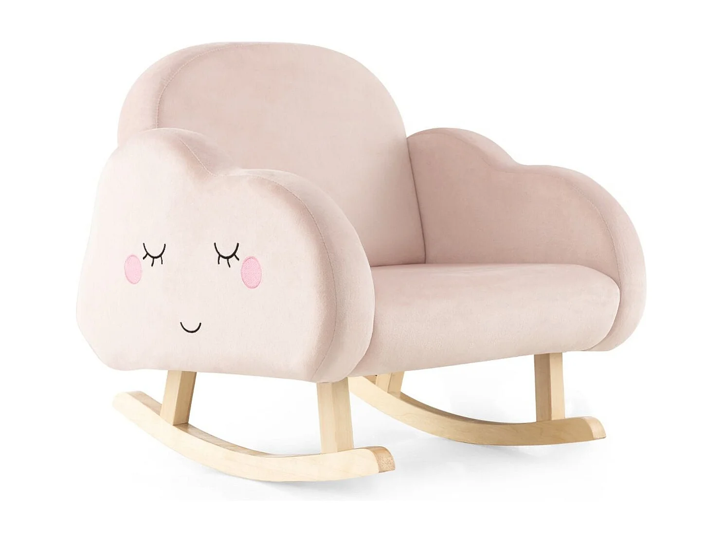 Kindersessel mit Massivholzbeinen Gepolsterter Kindersofa Schaukelstuhl Rosa Wolken
