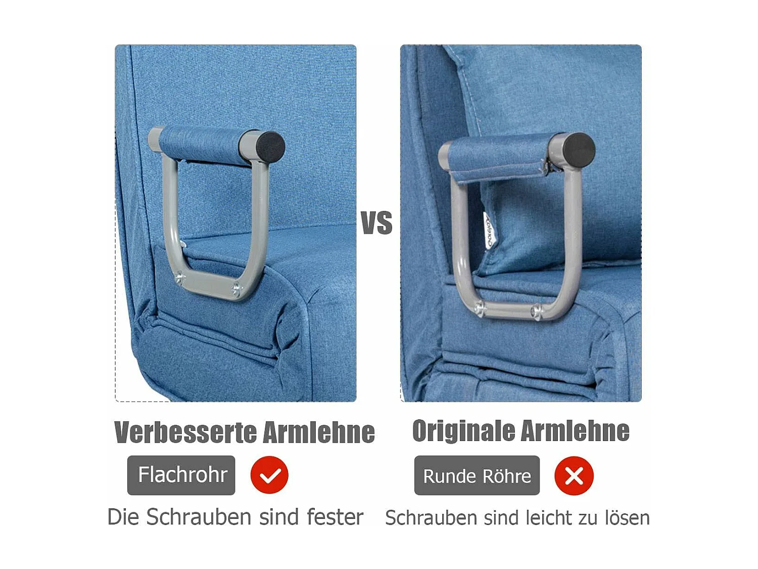 4-in-1 slaapstoel, inklapbaar, slaapbank met 5 standen, verstelbare rugleuning,bankbed met metalen frame, belastbaar tot 150 kg TH32639