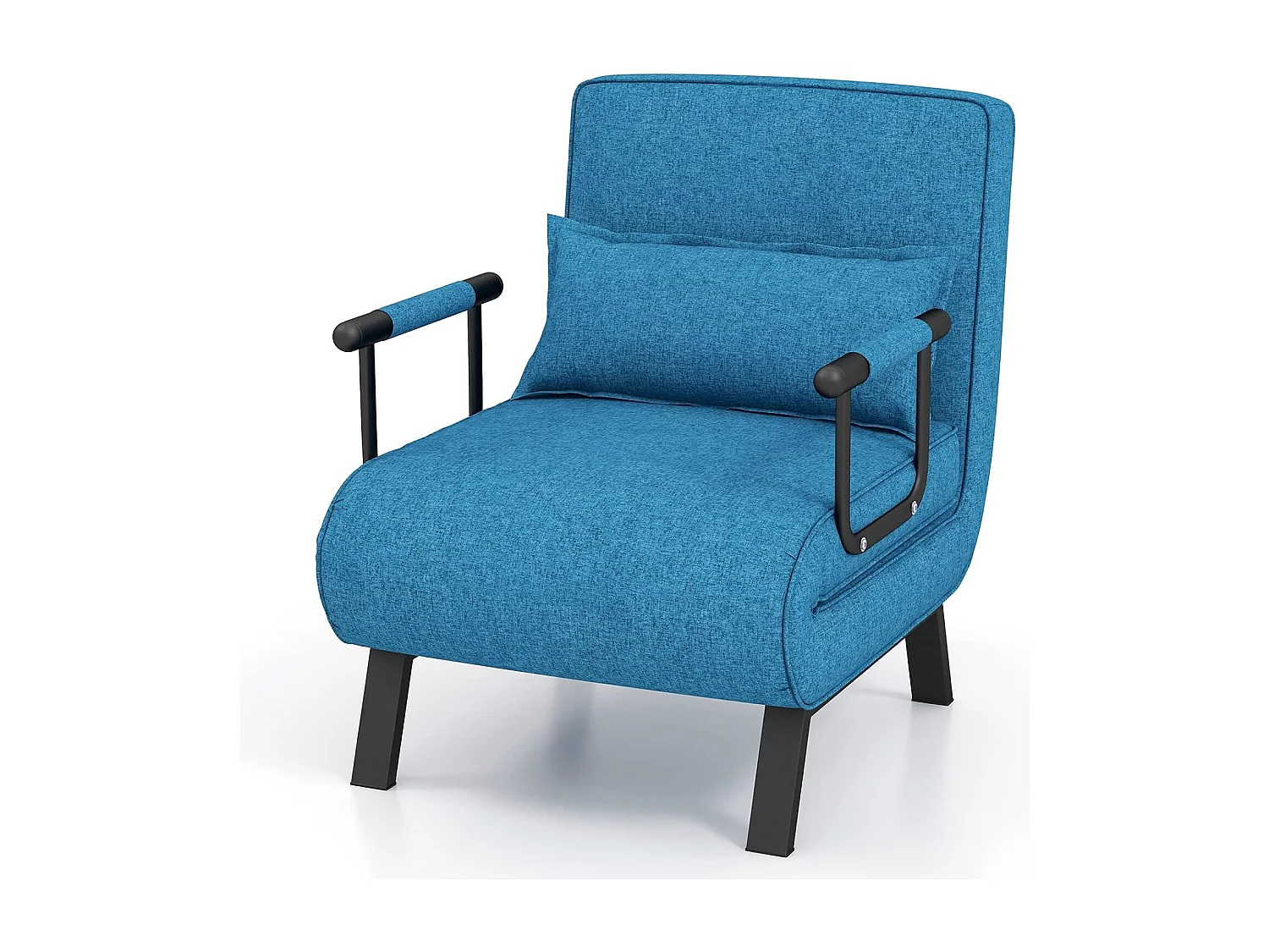 Divano letto trasformabile con schienale regolabile in 6 posizioni cuscino rimovibile, Divano chaise lounge Blu