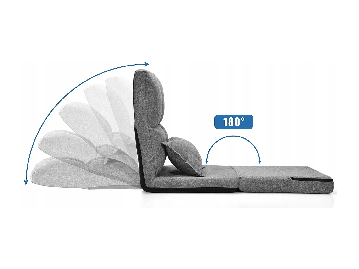 Chaise Paresseux sur Plancher Pliable avec Dossier à 5 Positions Réglables Gris