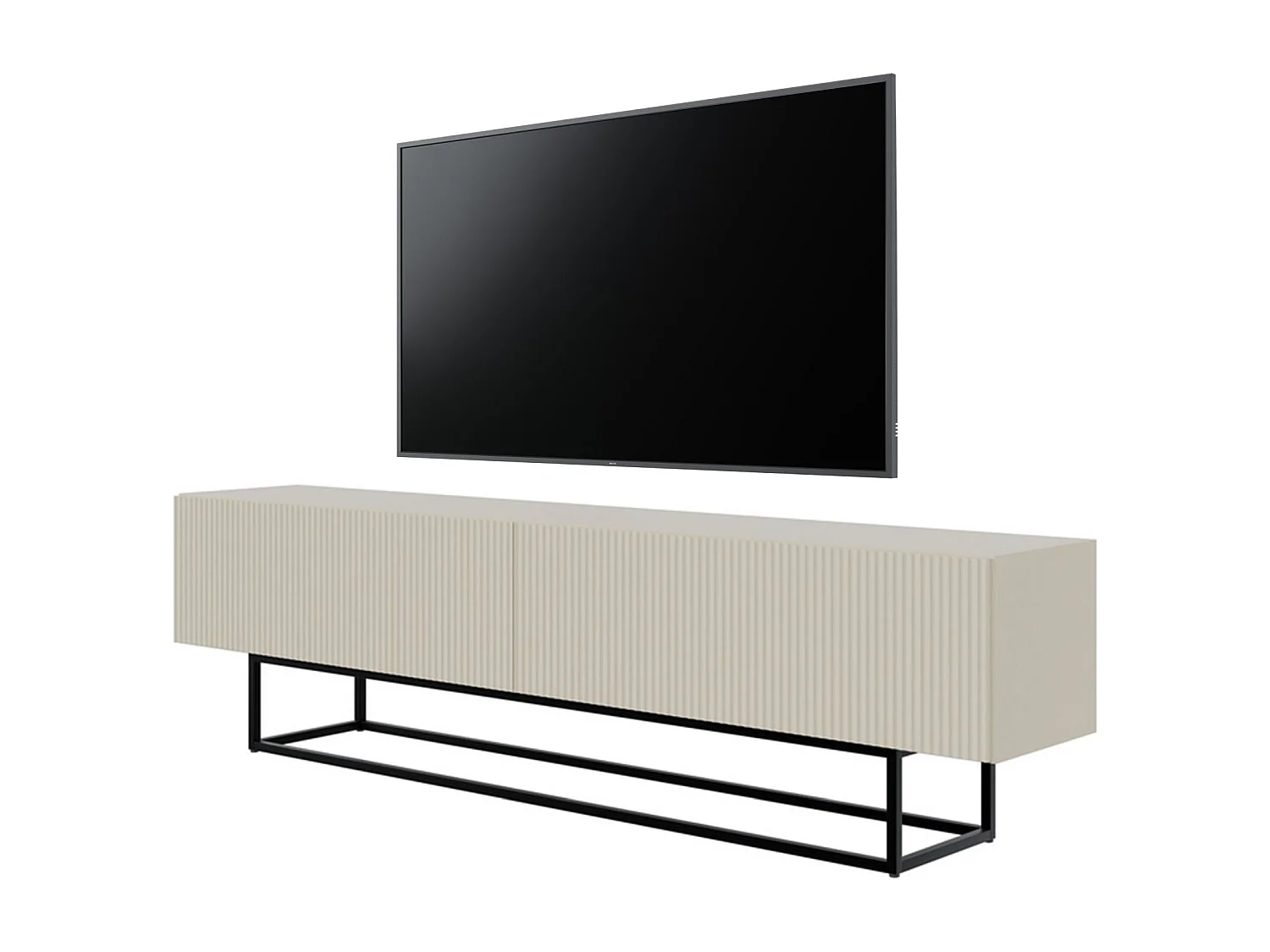 TV-Lowboard - Greige mit schwarzem Metallgestell - 175 cm - Veldio