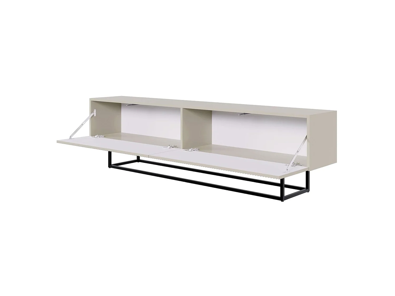 Meuble TV sur pieds noir - 175 cm - grėge - VELDIO