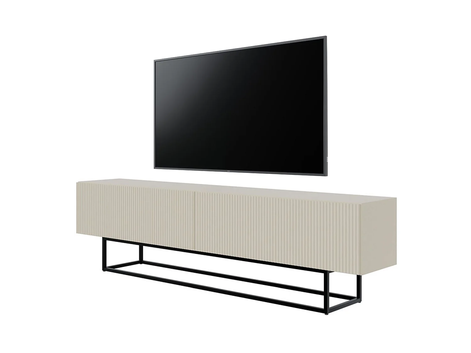 Meuble TV sur pieds noir - 175 cm - grėge - VELDIO