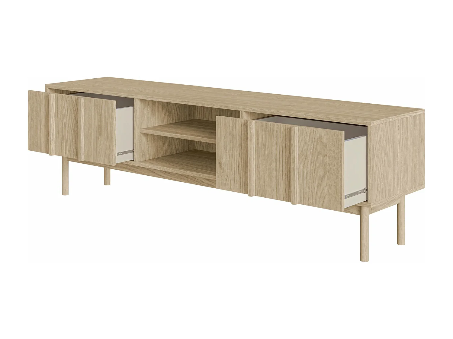 Meuble TV avec deux tiroirs - 170 cm - chêne huilé - NEKSTO