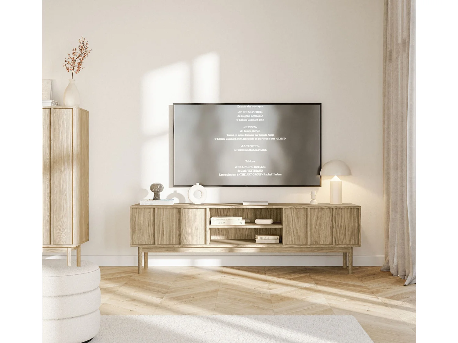 TV-meubel met twee lades - 170 cm - geolied eiken - NEKSTO