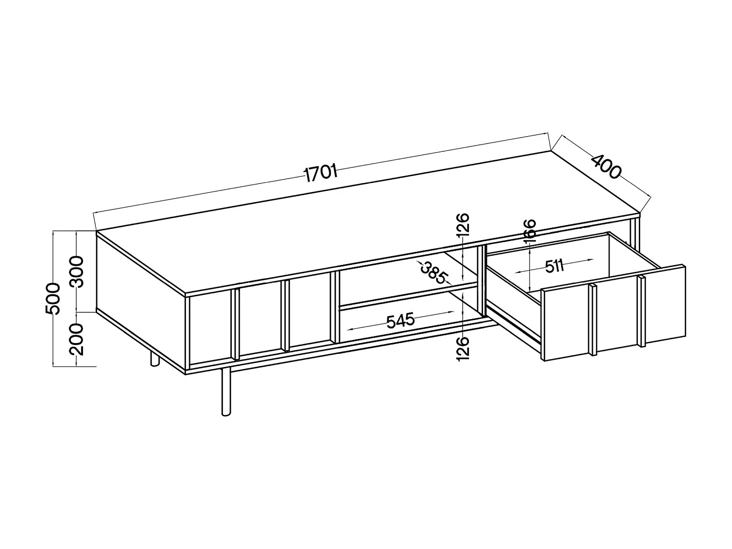 TV-meubel met twee lades - 170 cm - geolied eiken - NEKSTO