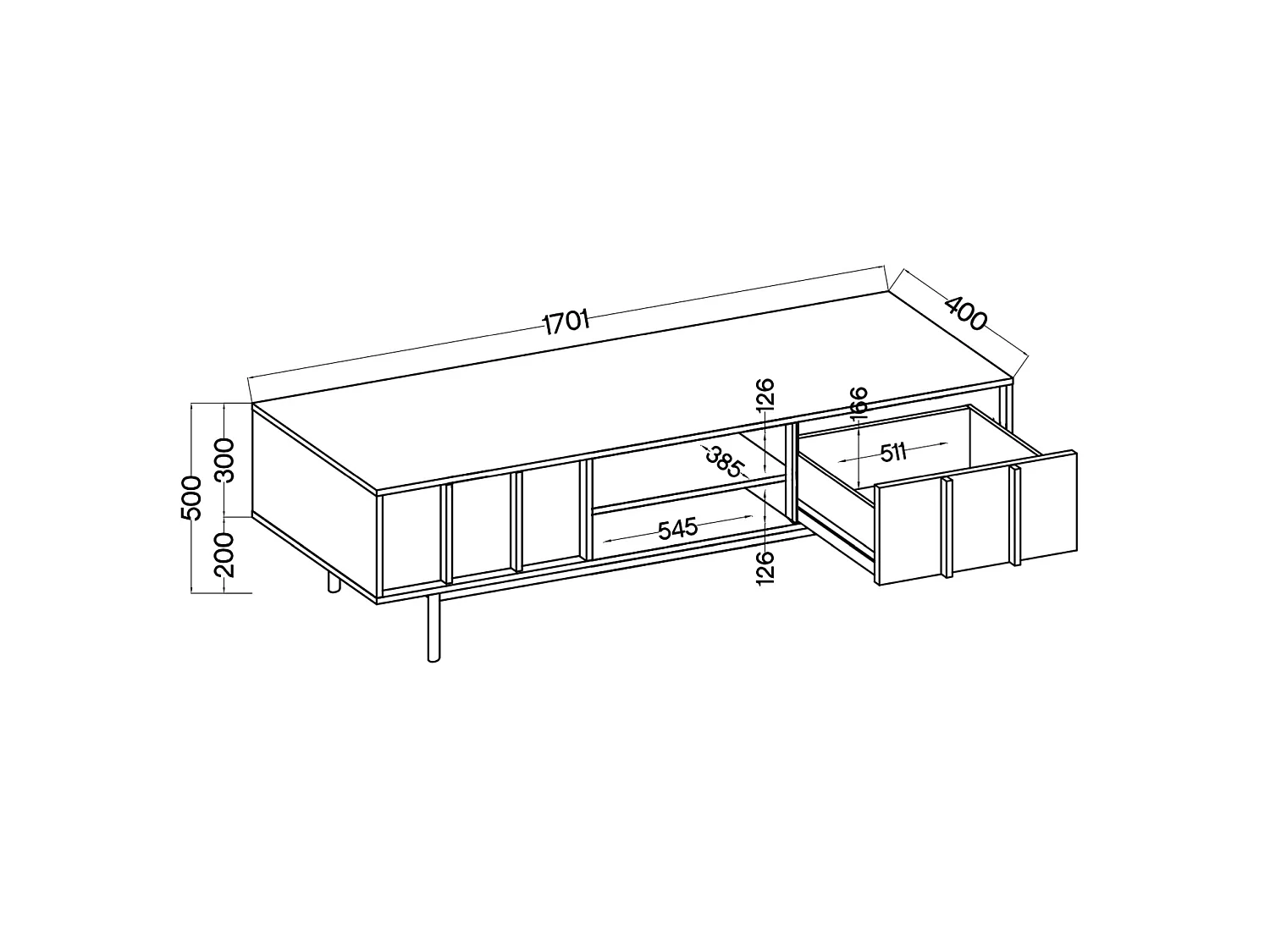 TV-meubel met twee lades - 170 cm - geolied eiken - NEKSTO