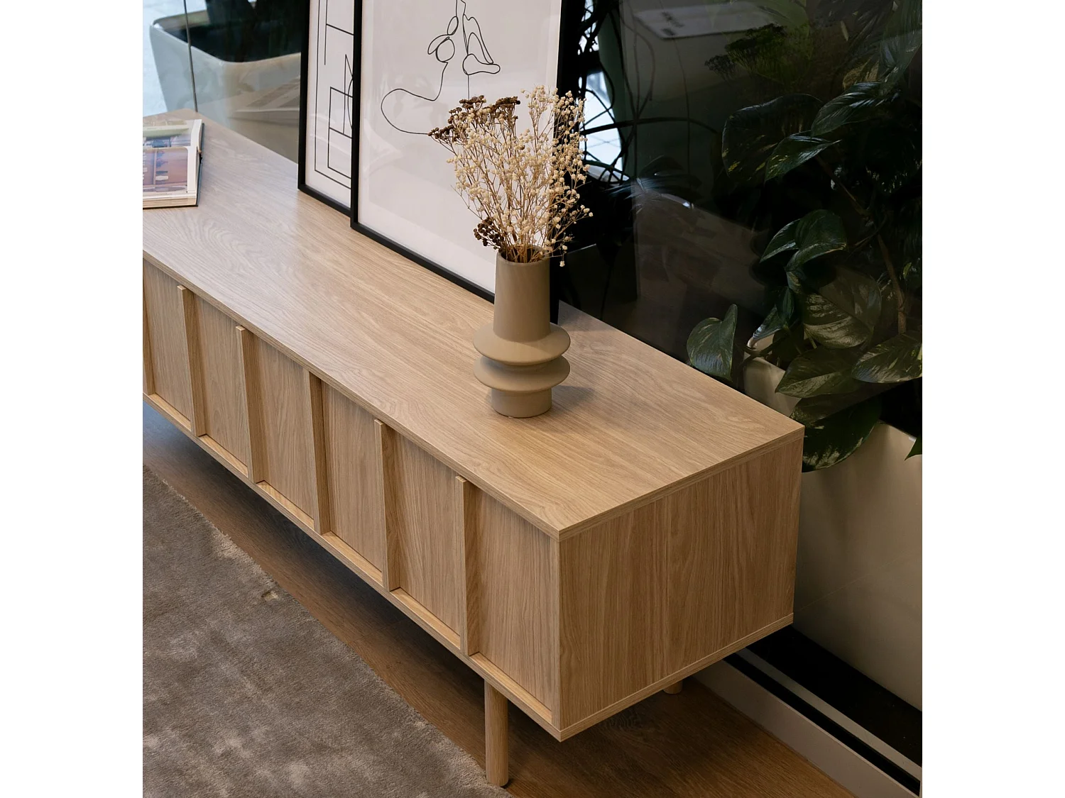 TV-meubel met twee lades - 170 cm - geolied eiken - NEKSTO