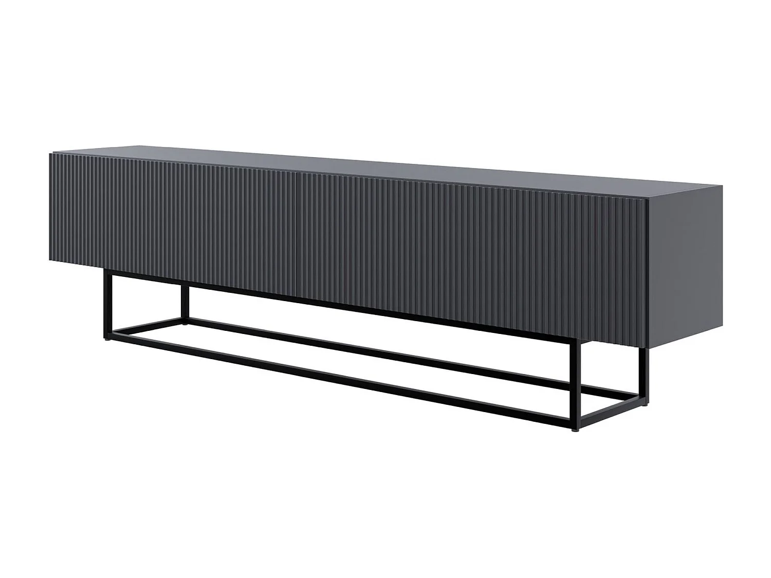 Meuble TV sur pieds noir - 175 cm - noir - VELDIO