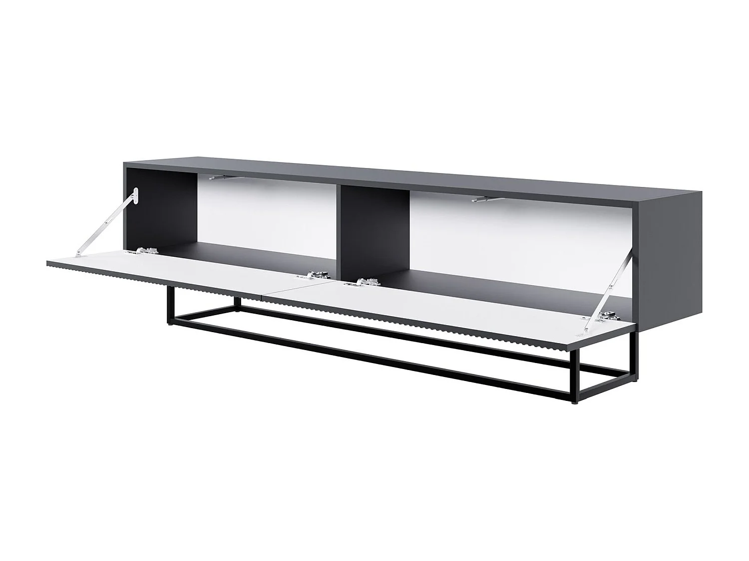 TV-Lowboard - Weiß mit schwarzem Metallgestell - 175 cm - Veldio