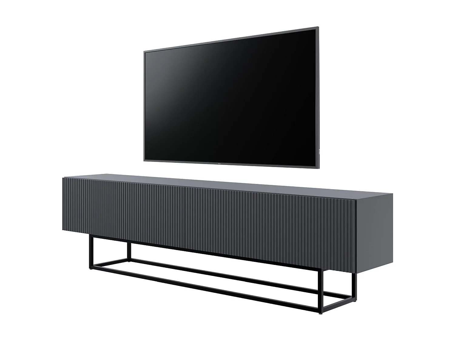 TV-Lowboard - Weiß mit schwarzem Metallgestell - 175 cm - Veldio