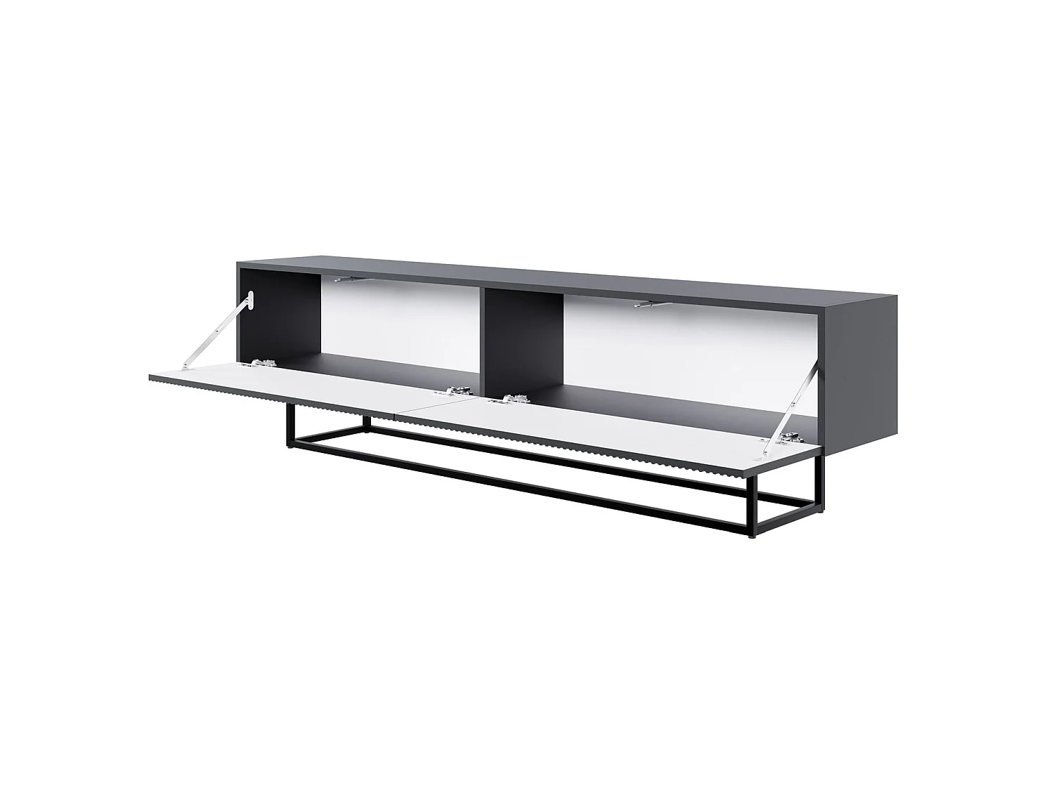Meuble TV sur pieds noir - 175 cm - noir - VELDIO