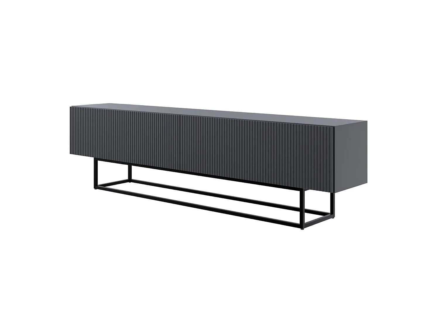 Meuble TV sur pieds noir - 175 cm - noir - VELDIO