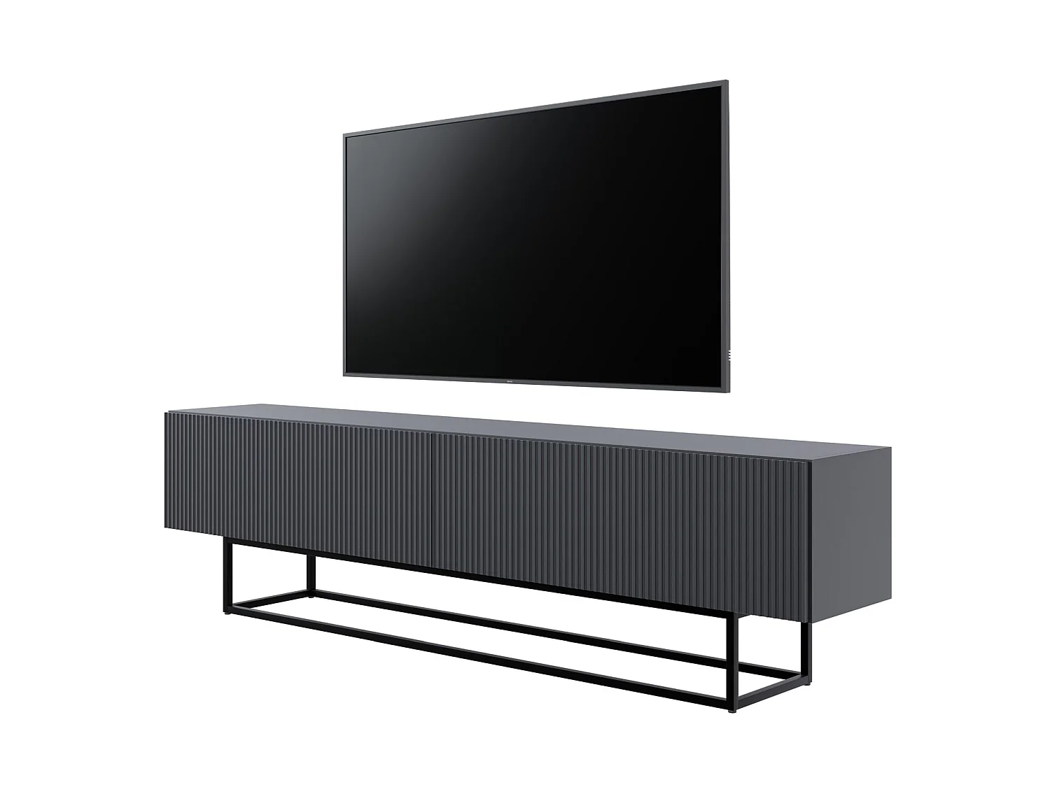 Meuble TV sur pieds noir - 175 cm - noir - VELDIO