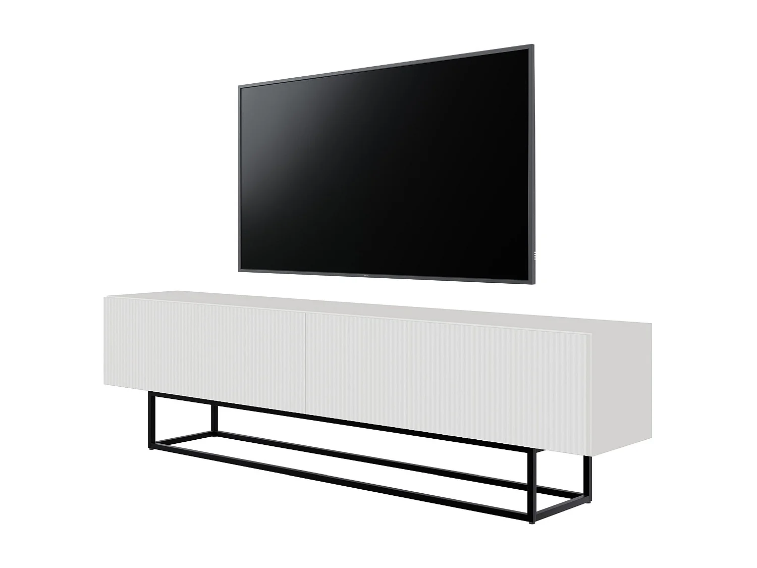 TV-Lowboard - Weiß mit schwarzem Metallgestell - 175 cm - Veldio
