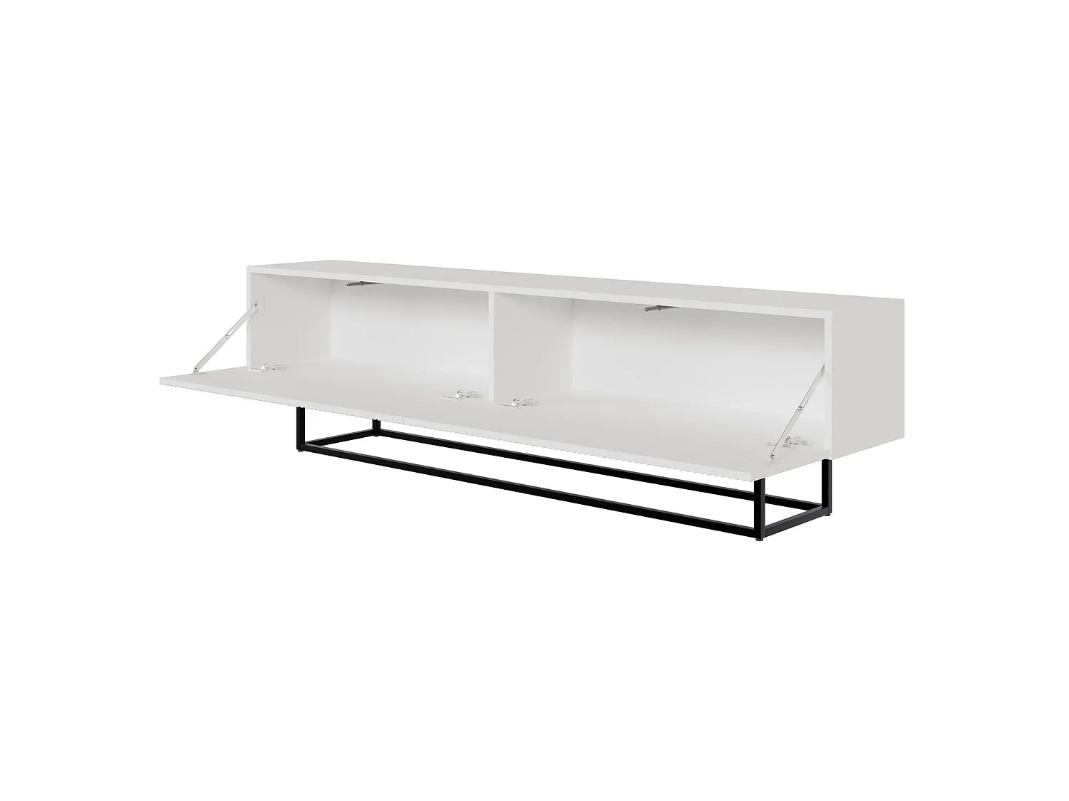 Meuble TV sur pieds noir - 175 cm - blanc - VELDIO