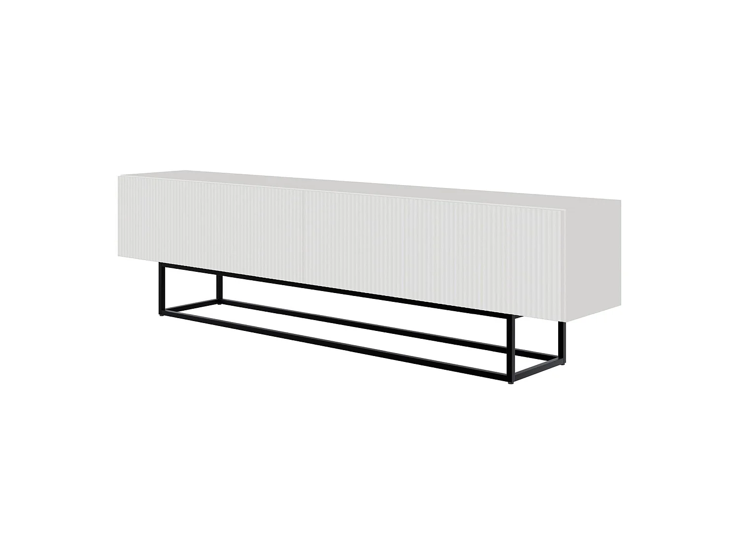 Meuble TV sur pieds noir - 175 cm - blanc - VELDIO