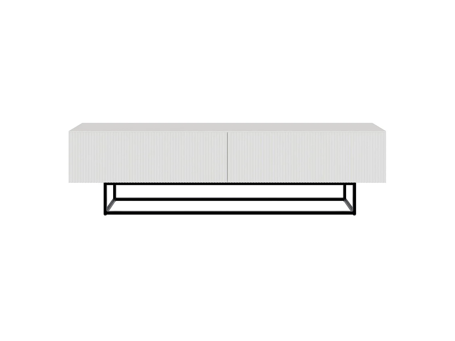 Meuble TV sur pieds noir - 175 cm - blanc - VELDIO