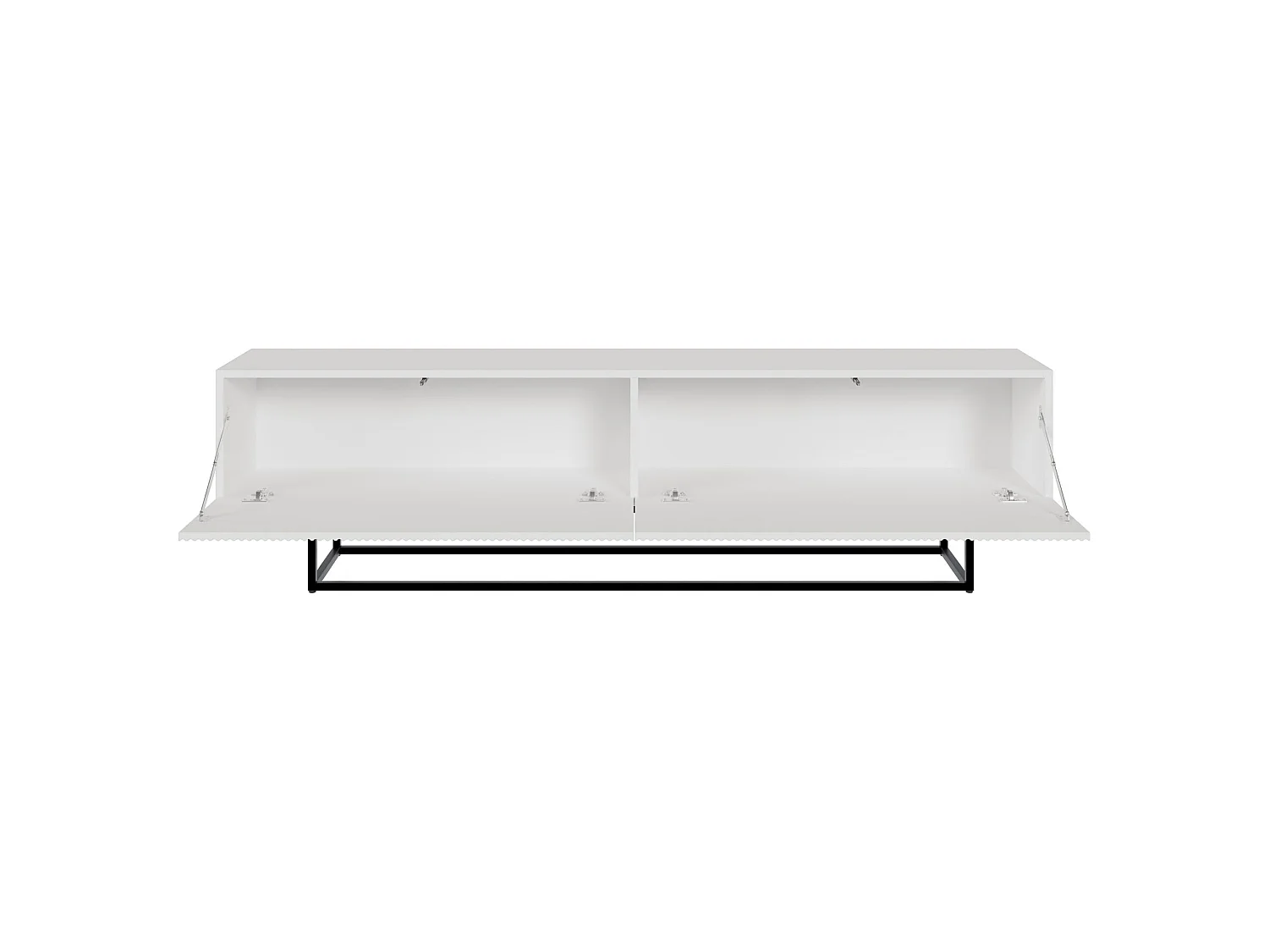 Meuble TV sur pieds noir - 175 cm - blanc - VELDIO