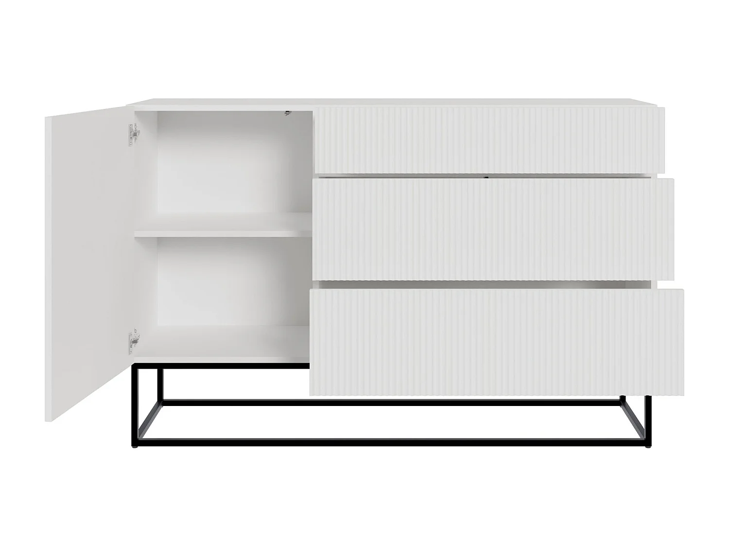 Eendeurs ladekast - 140 cm - wit met zwarte poten - VELDIO