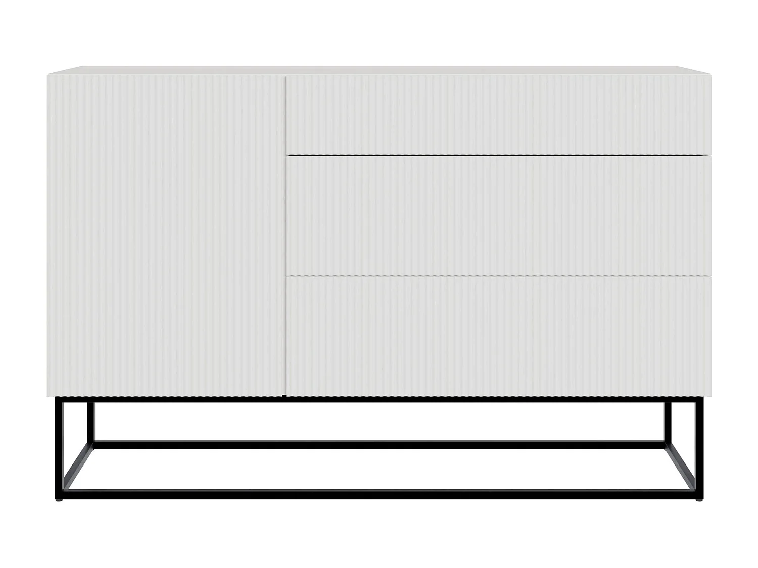 Eendeurs ladekast - 140 cm - wit met zwarte poten - VELDIO