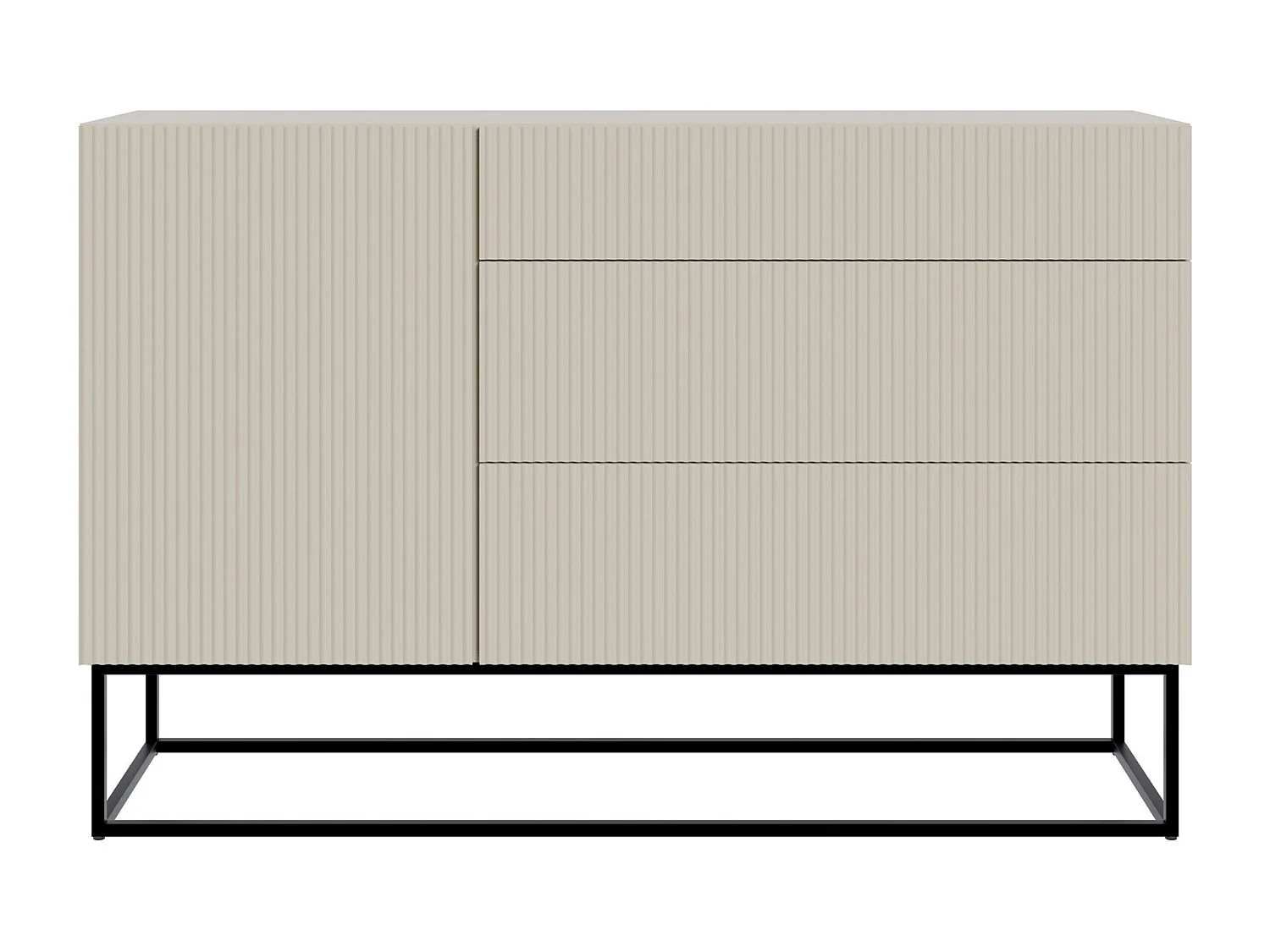 Eendeurs ladekast - 140 cm - greige met zwarte poten - VELDIO