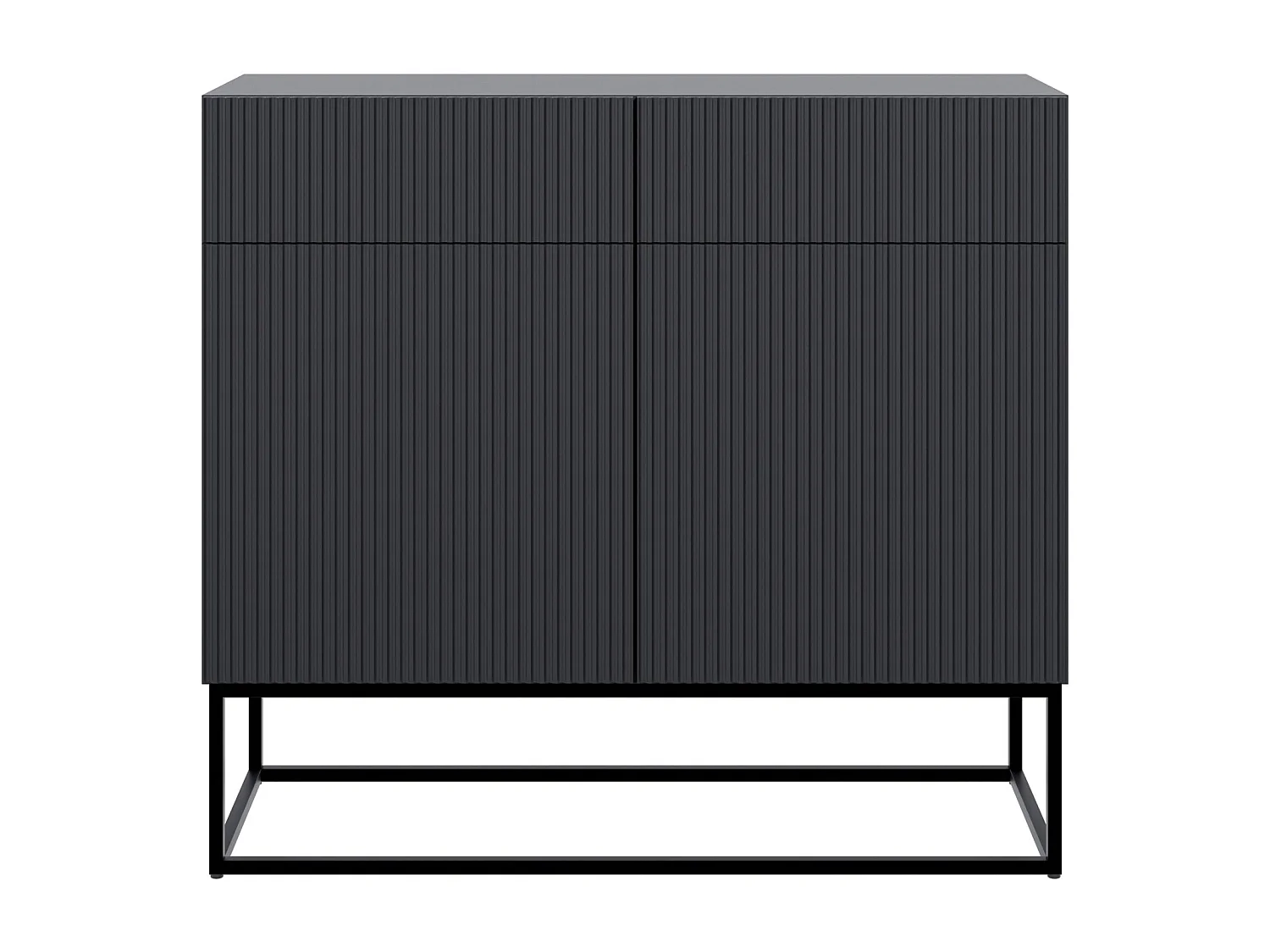 Buffet 2 portes - 100 cm noir avec pieds noirs - VELDIO