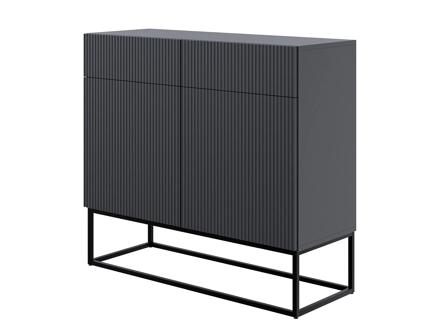 Buffet 2 portes - 100 cm noir avec pieds noirs - VELDIO