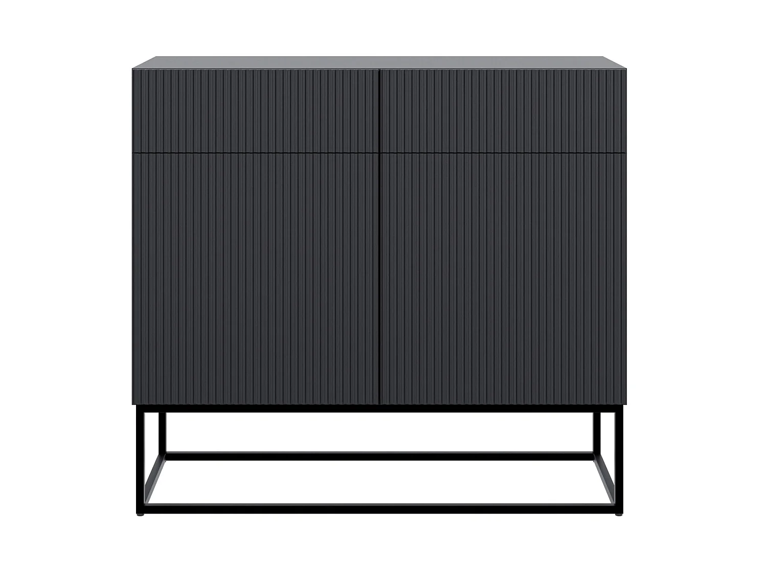 Buffet 2 portes - 100 cm noir avec pieds noirs - VELDIO