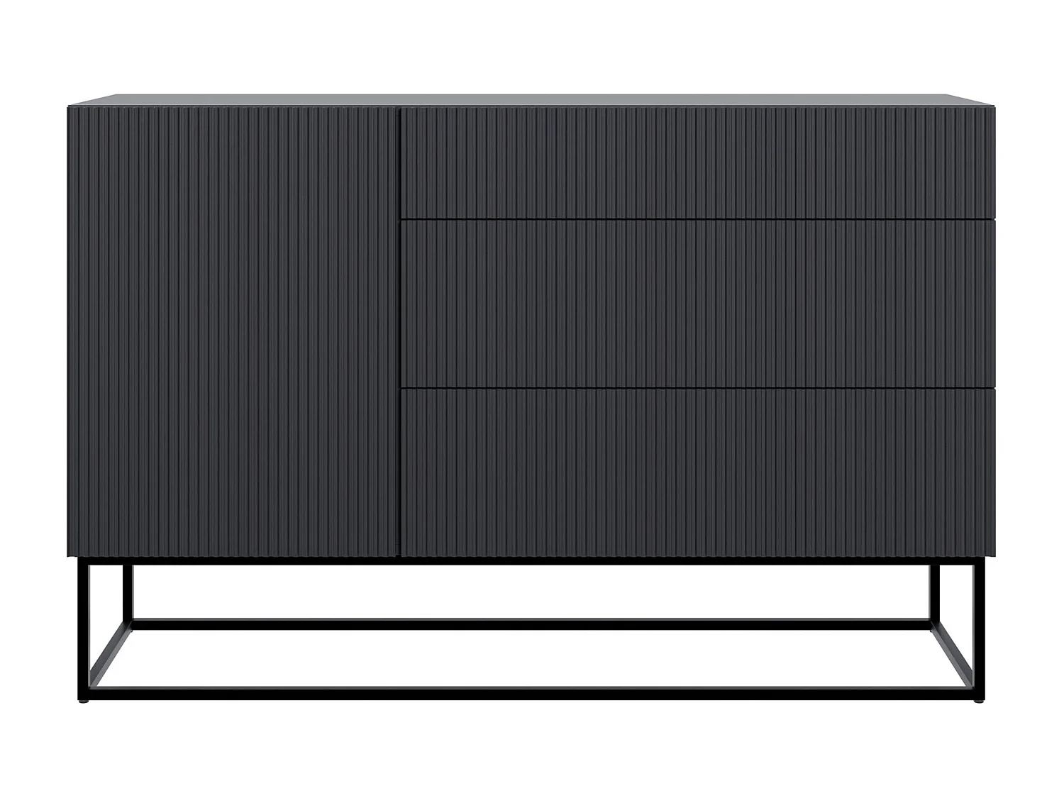 Enkeldeurs ladekast - 140 cm - zwart met zwarte poten - VELDIO