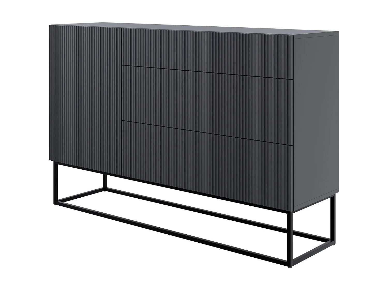 Buffet 1 portes- 140 cm - noir avec pieds noirs - VELDIO