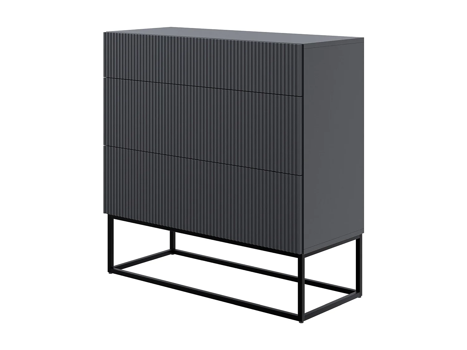 Commode 3 tiroirs - 90 cm - noir avec pieds noirs - VELDIO