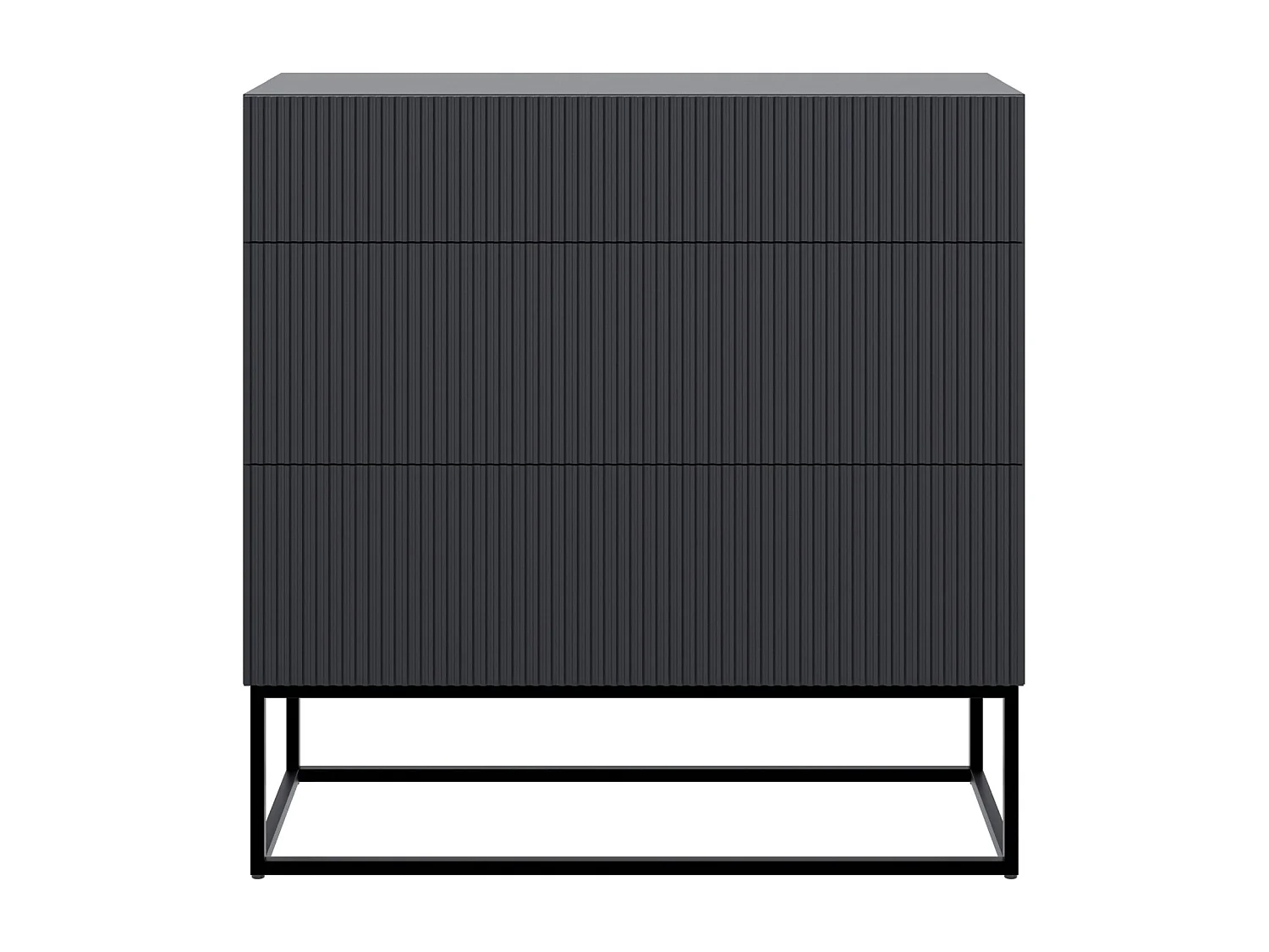 Commode 3 tiroirs - 90 cm - noir avec pieds noirs - VELDIO