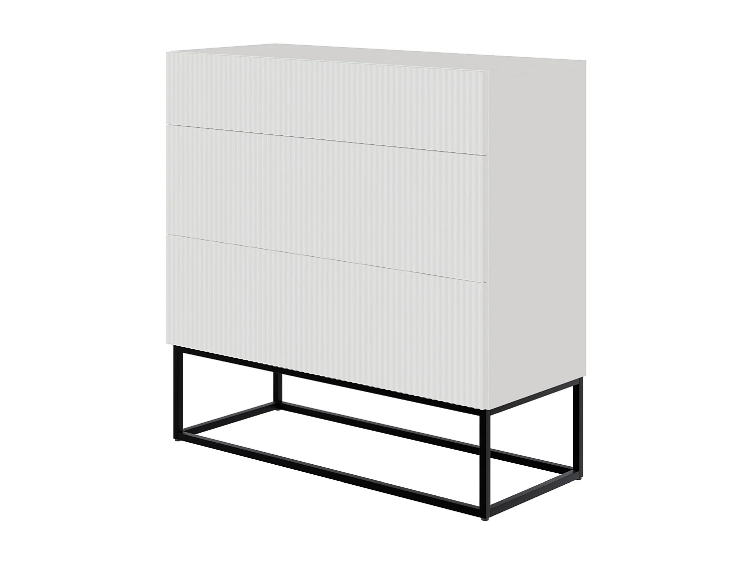 Commode 3 tiroirs - 90 cm - blanc avec pieds noirs - VELDIO