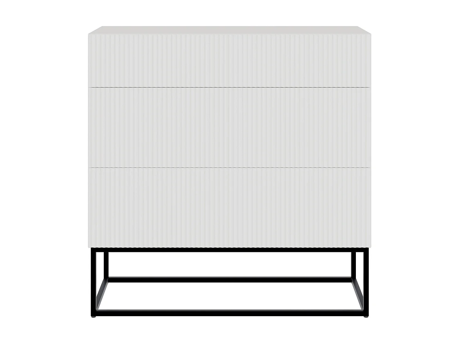 Commode 3 tiroirs - 90 cm - blanc avec pieds noirs - VELDIO