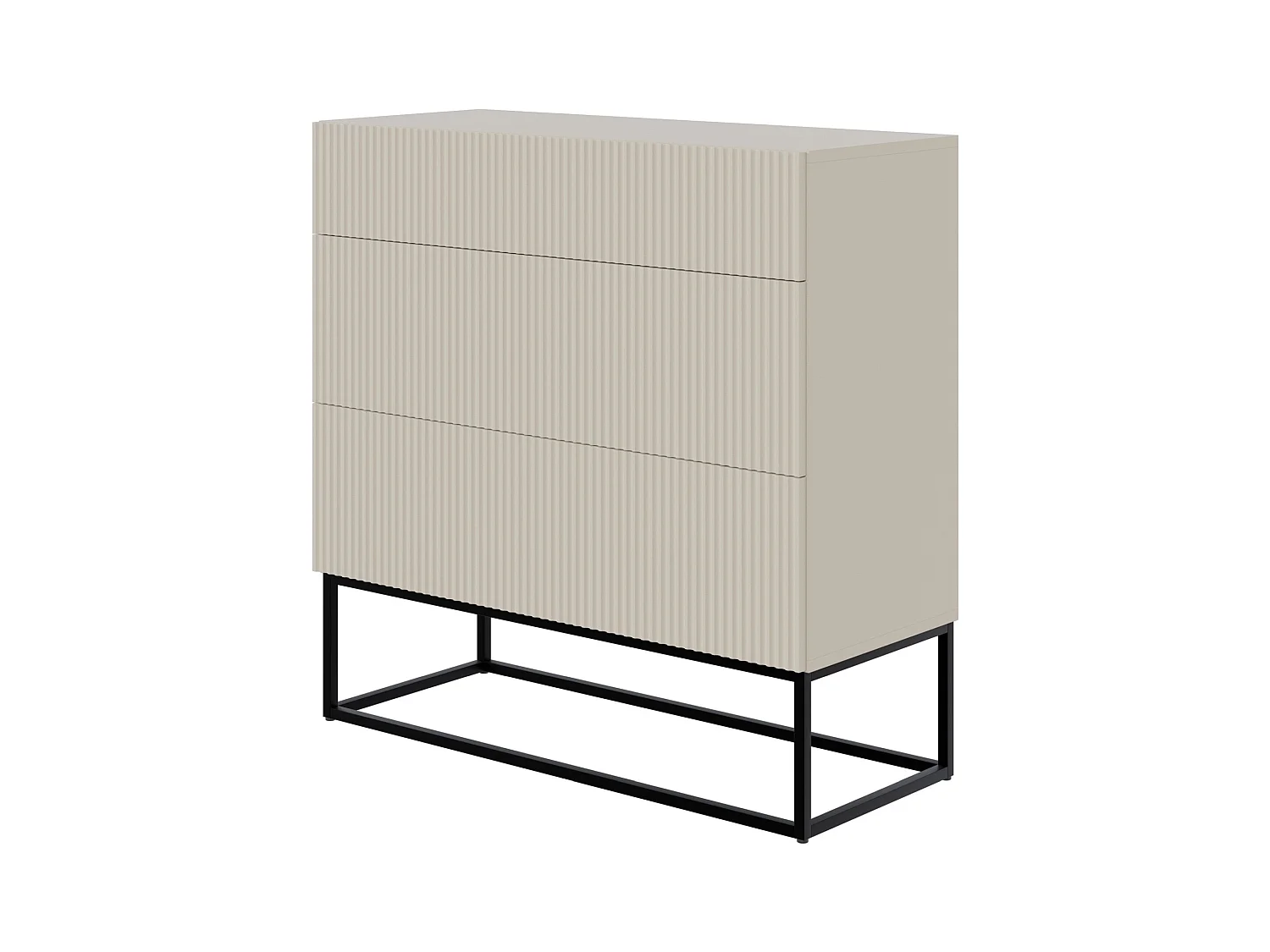 Commode 3 tiroirs - 90 cm - grège avec pieds noirs - VELDIO