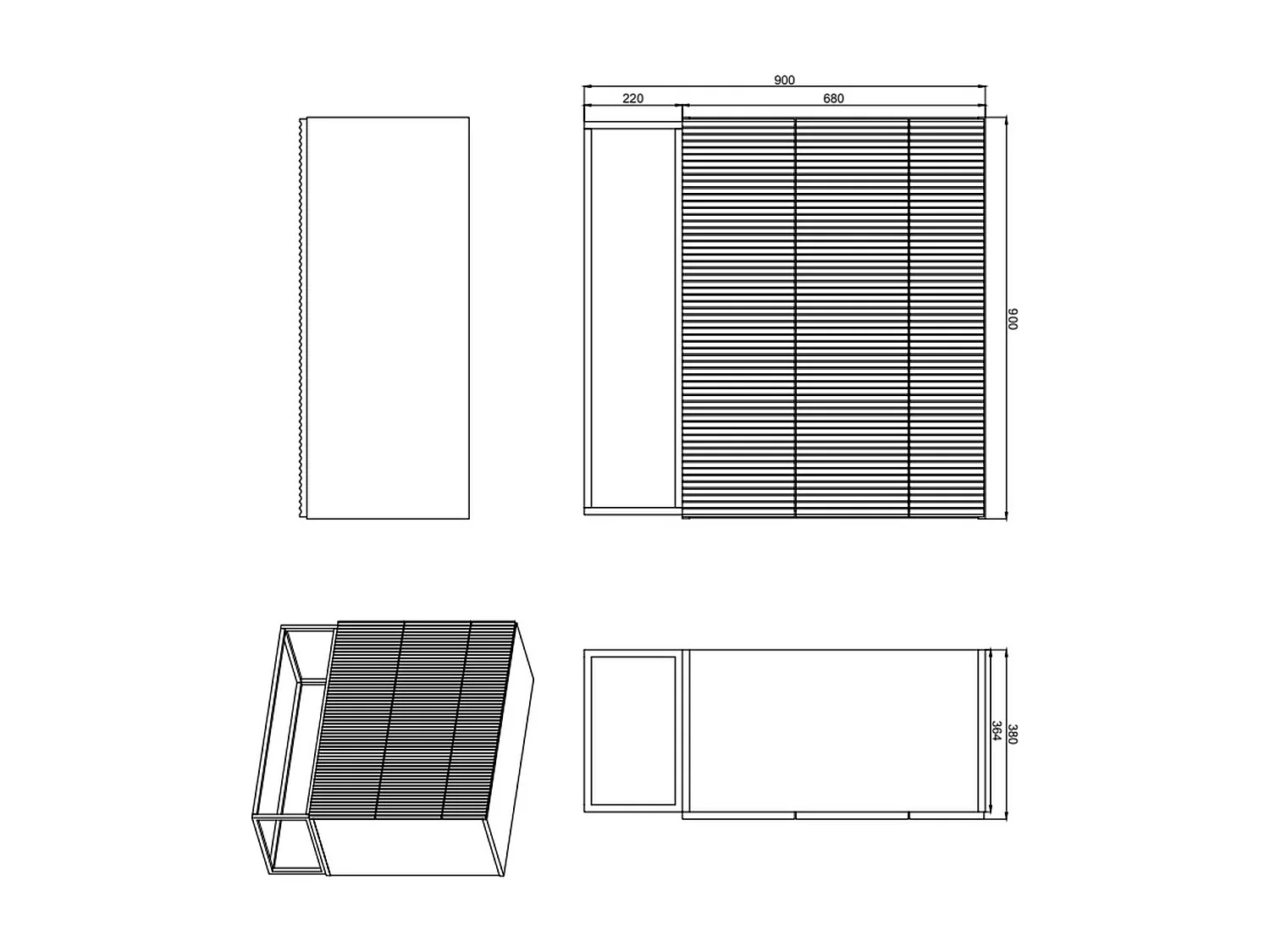 Commode 3 tiroirs - 90 cm - grège avec pieds noirs - VELDIO
