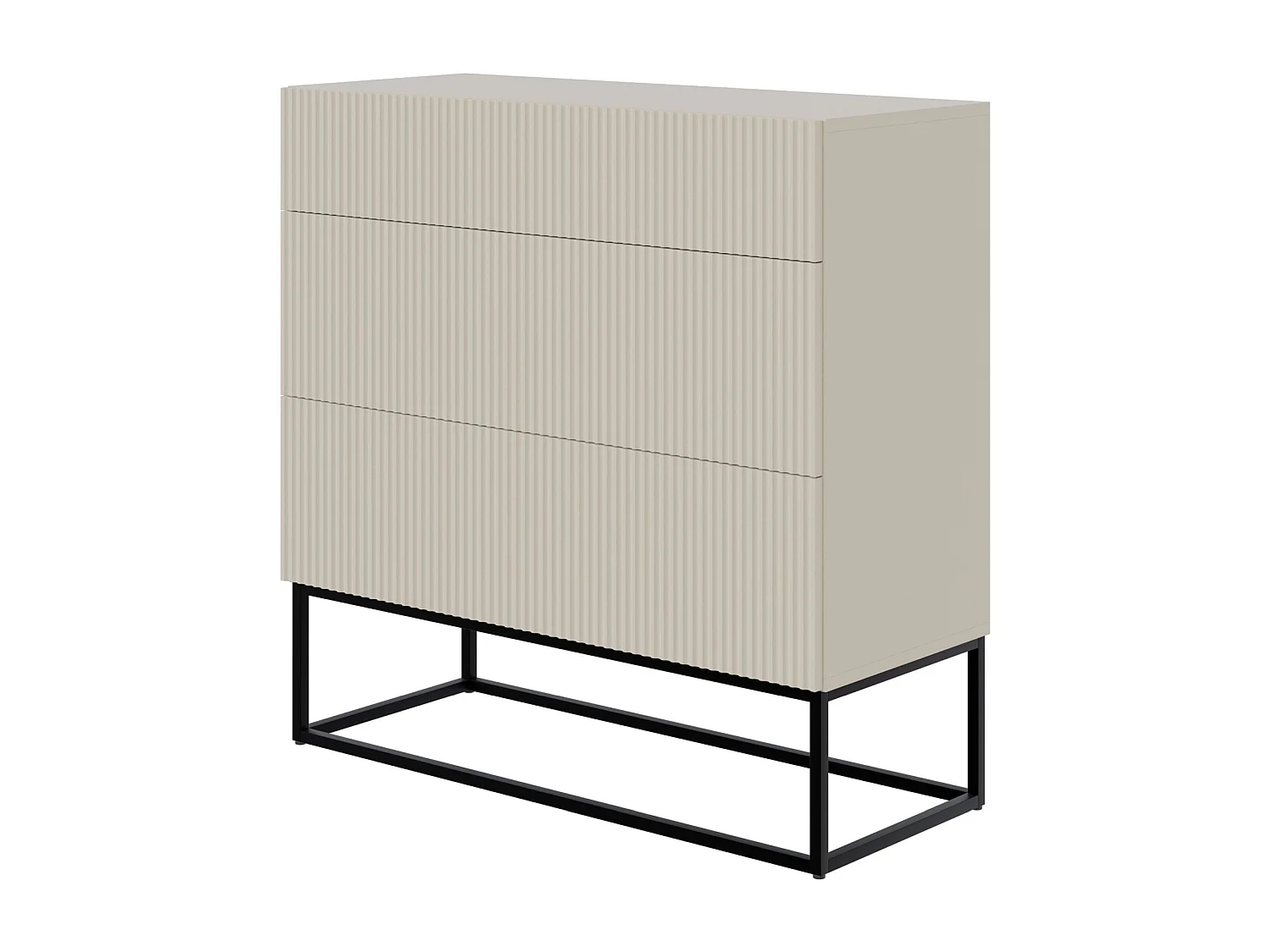 Commode 3 tiroirs - 90 cm - grège avec pieds noirs - VELDIO