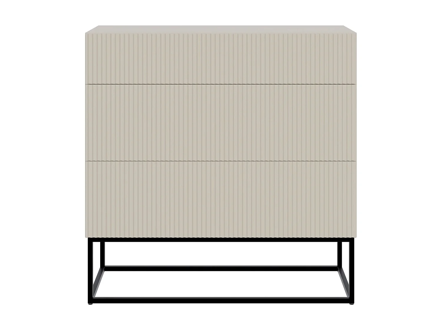 Commode 3 tiroirs - 90 cm - grège avec pieds noirs - VELDIO